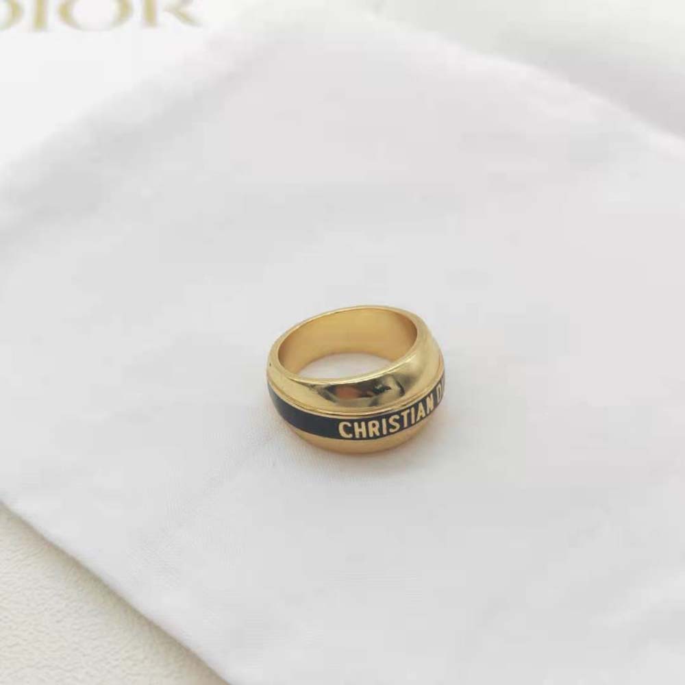 Dior Women Code Ring Gold-Finish Metal and Black Lacquer - image 4