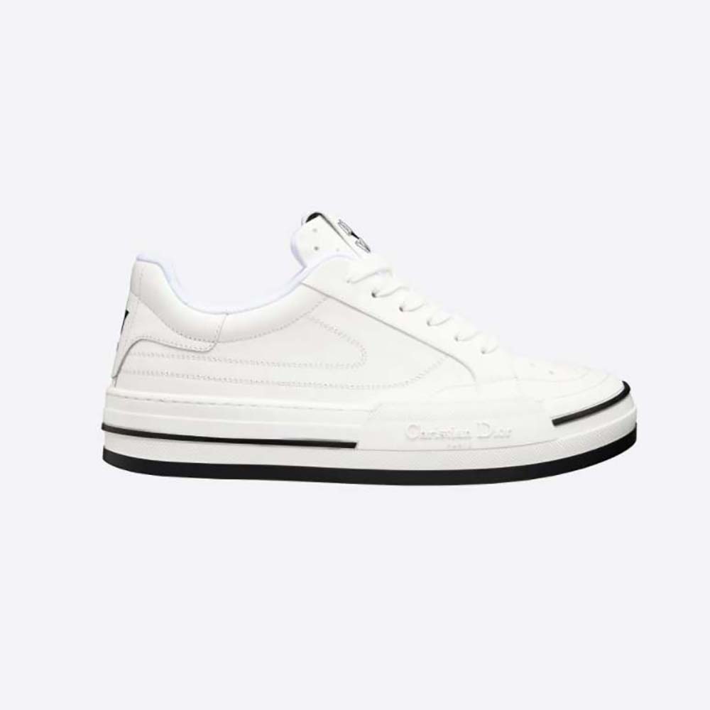 Side view of Dior Women D-Freeway Sneaker White Calfskin showing silhouette