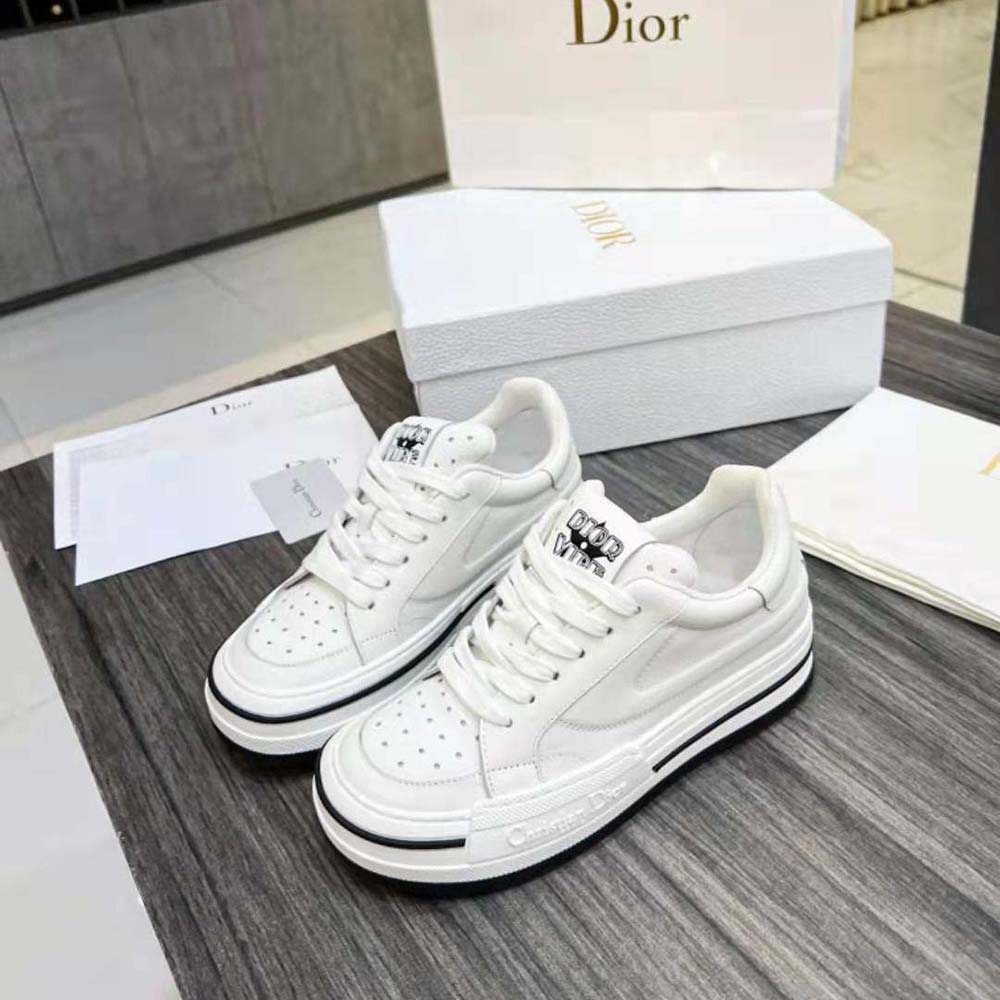 Top-down angle highlighting lace-up closure on Dior Women D-Freeway Sneaker