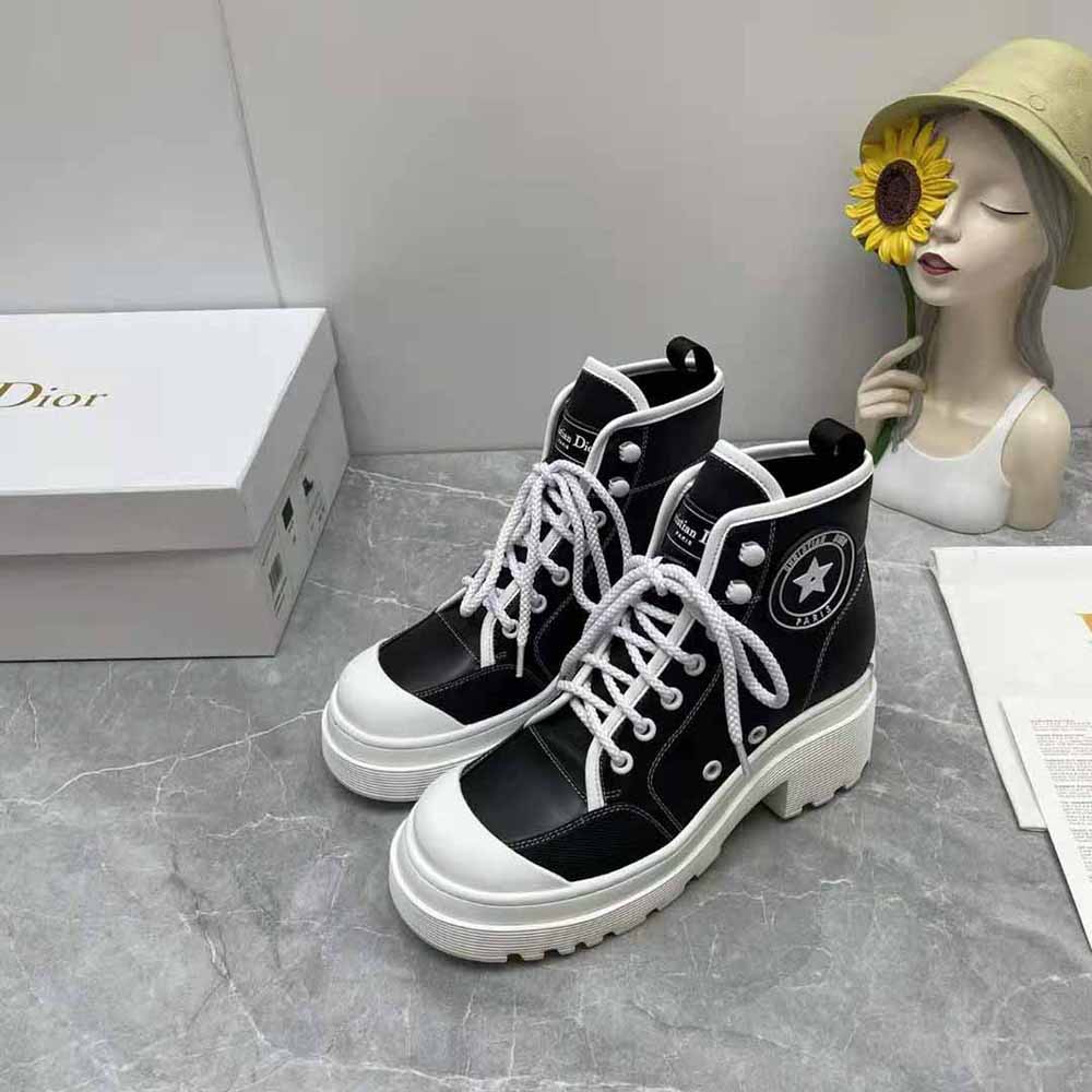 Dior Women D-Rise Ankle Boot Black Technical Fabric and Calfskin - image 6