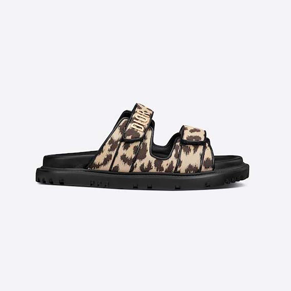 Side profile of Dior Women DiorAct Slide Beige Multicolor Mizza Printed Technical Fabric