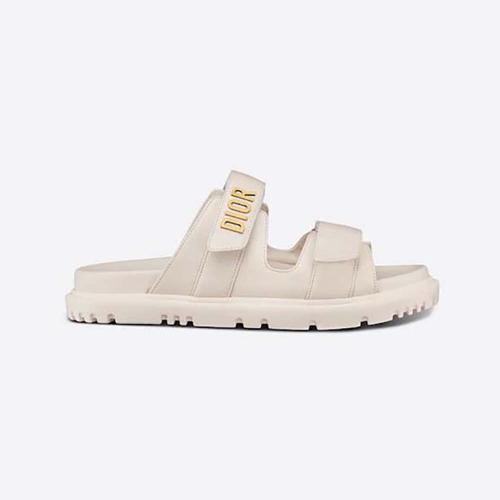 Side view of Dior Women DiorAct Slide White Lambskin sandal