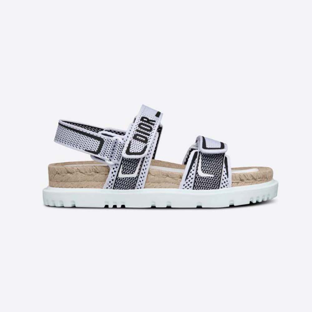 Side view of Dior Women Dioract Sandal White and Black Technical Mesh and Rubber