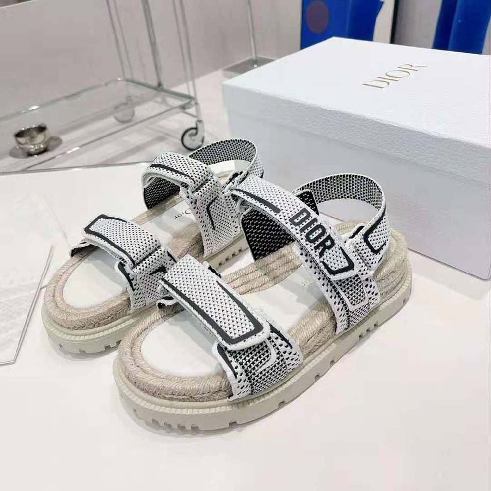 Top angle showing adjustable closure on Dior Women Dioract Sandal