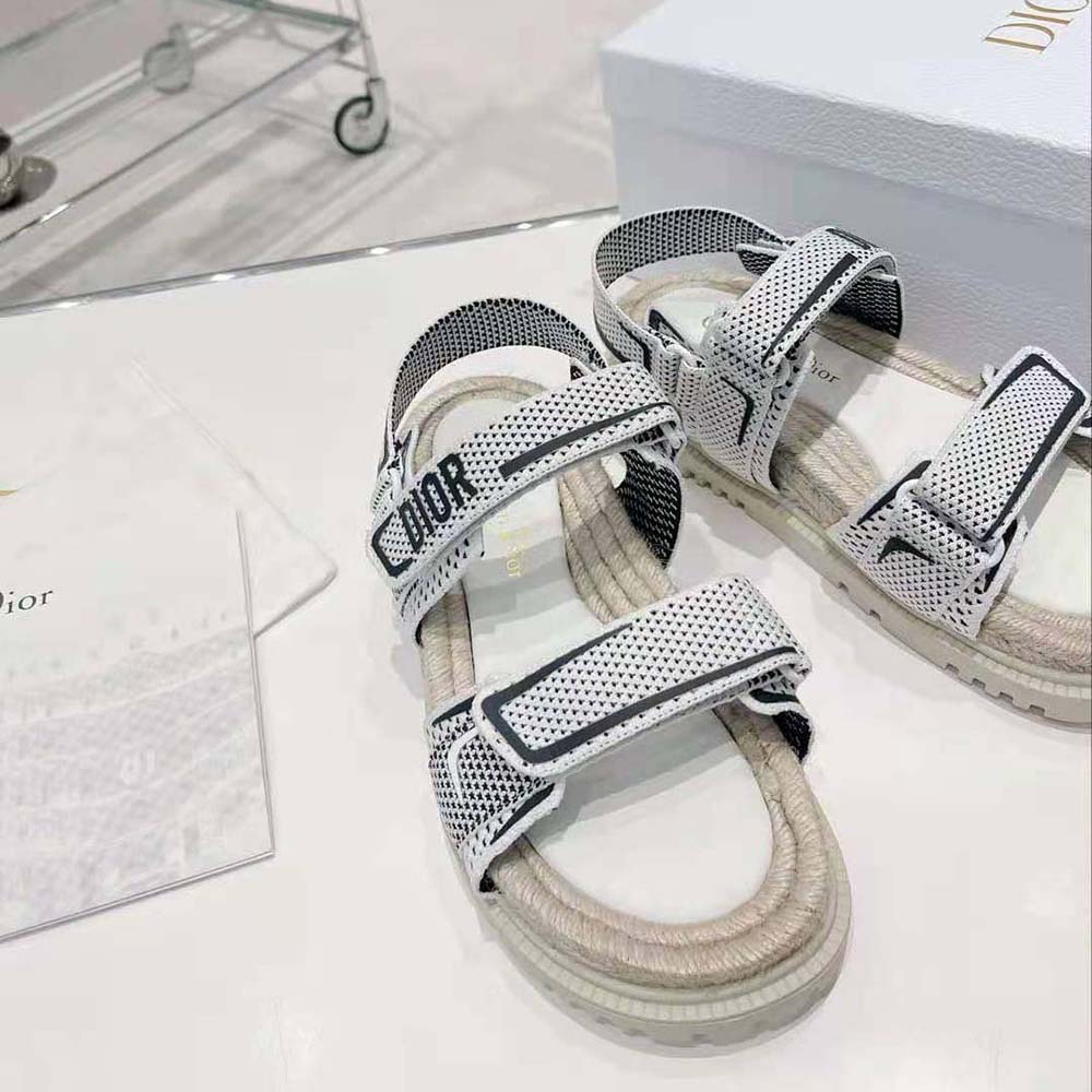 Dior Women Dioract Sandal White and Black Technical Mesh and Rubber - image 6