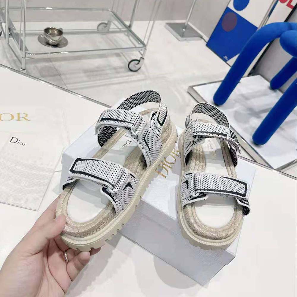 Dior Women Dioract Sandal White and Black Technical Mesh and Rubber - image 4