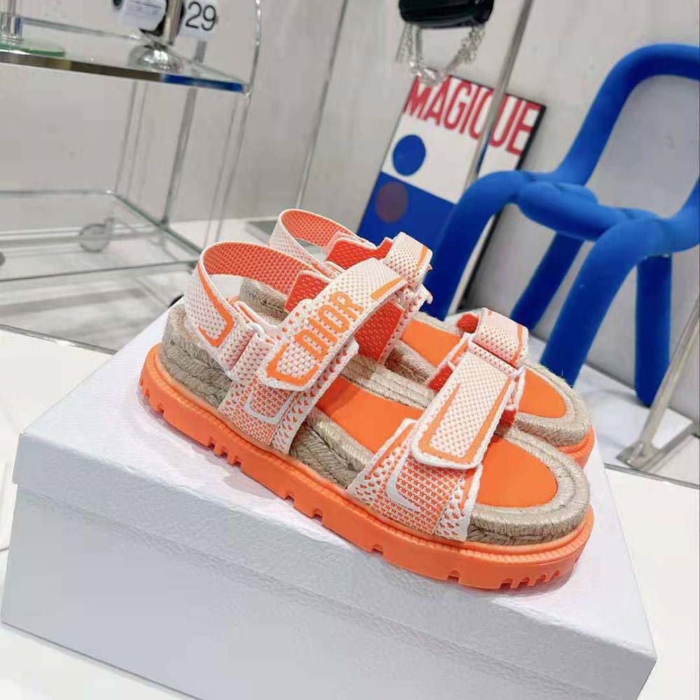 Dior Women Dioract Sandal White and Bright Orange Technical Mesh and Rubber - image 6