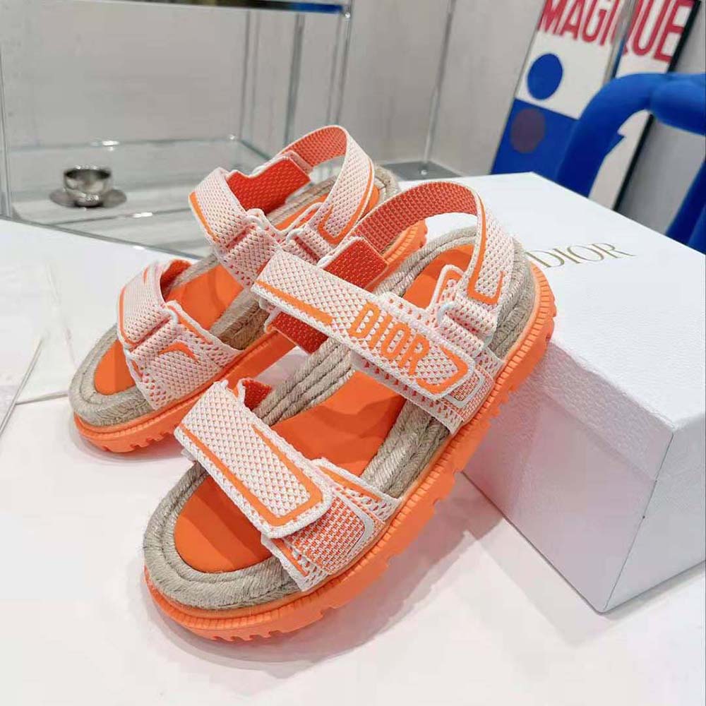 Dior Women Dioract Sandal White and Bright Orange Technical Mesh and Rubber - image 4