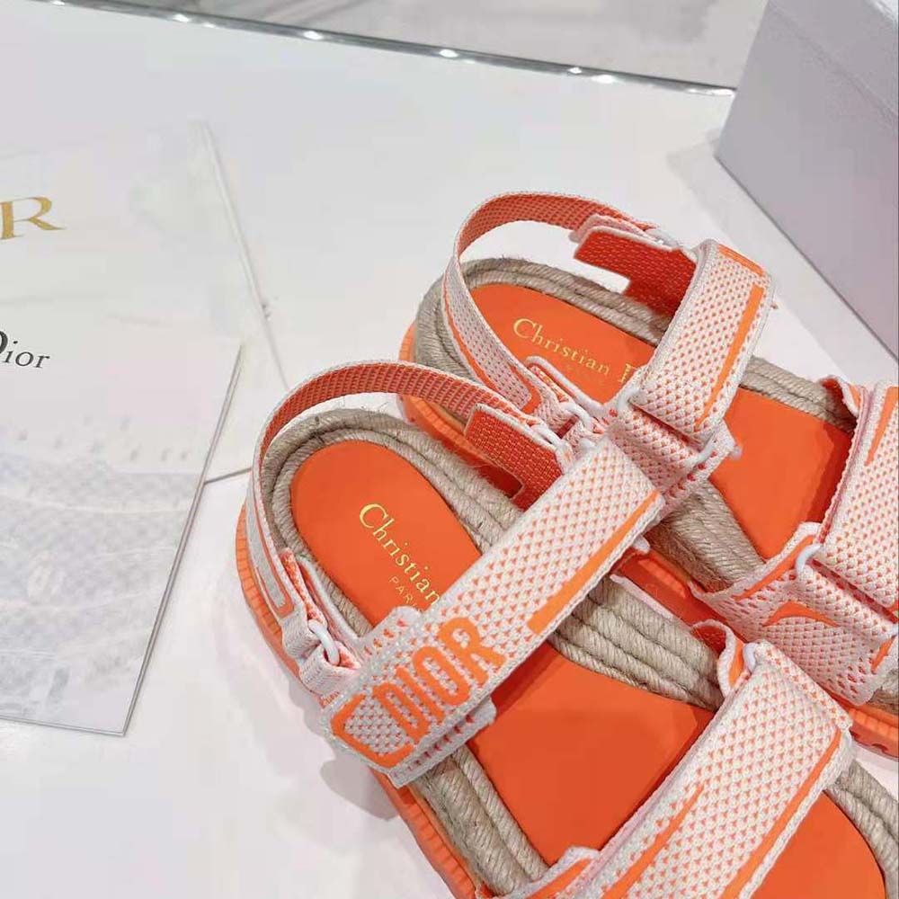 Dior Women Dioract Sandal White and Bright Orange Technical Mesh and Rubber - image 9
