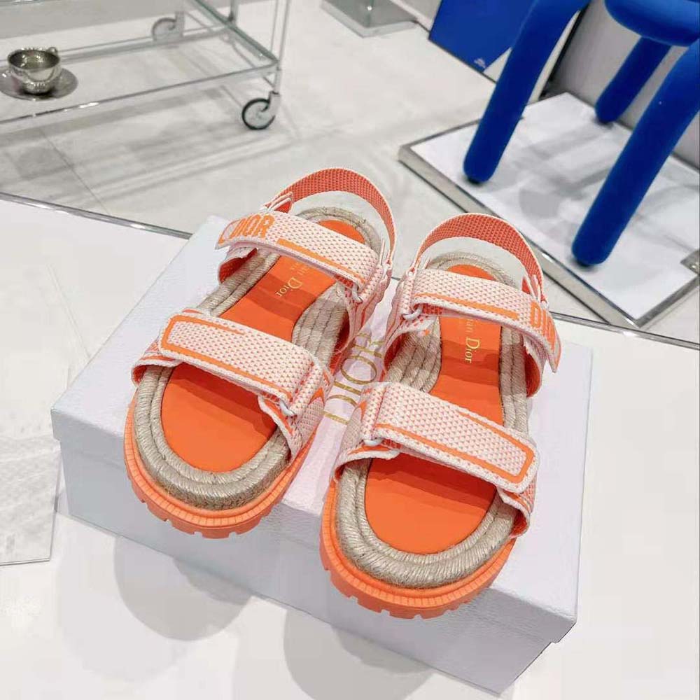Top angle showing strap and Dior logo on Dior Women Dioract Sandal