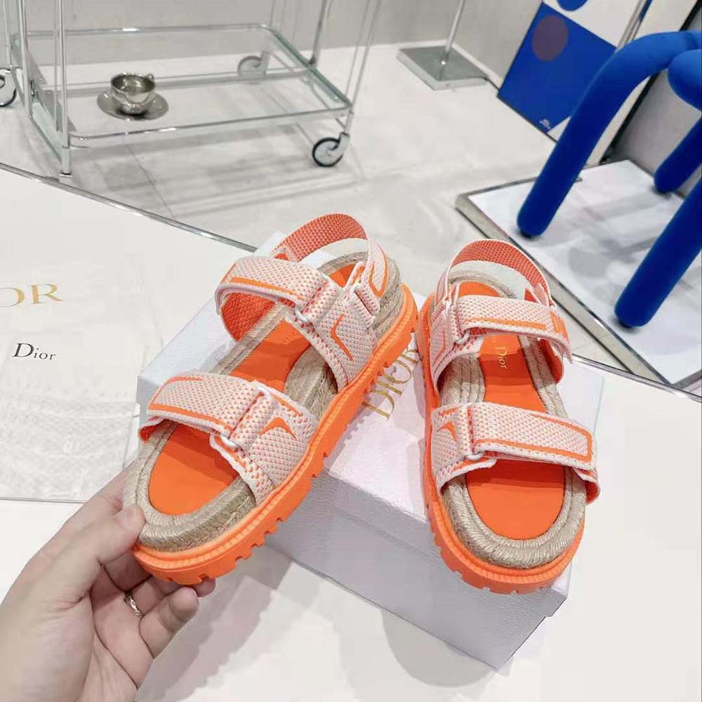 Dior Women Dioract Sandal White and Bright Orange Technical Mesh and Rubber - image 5
