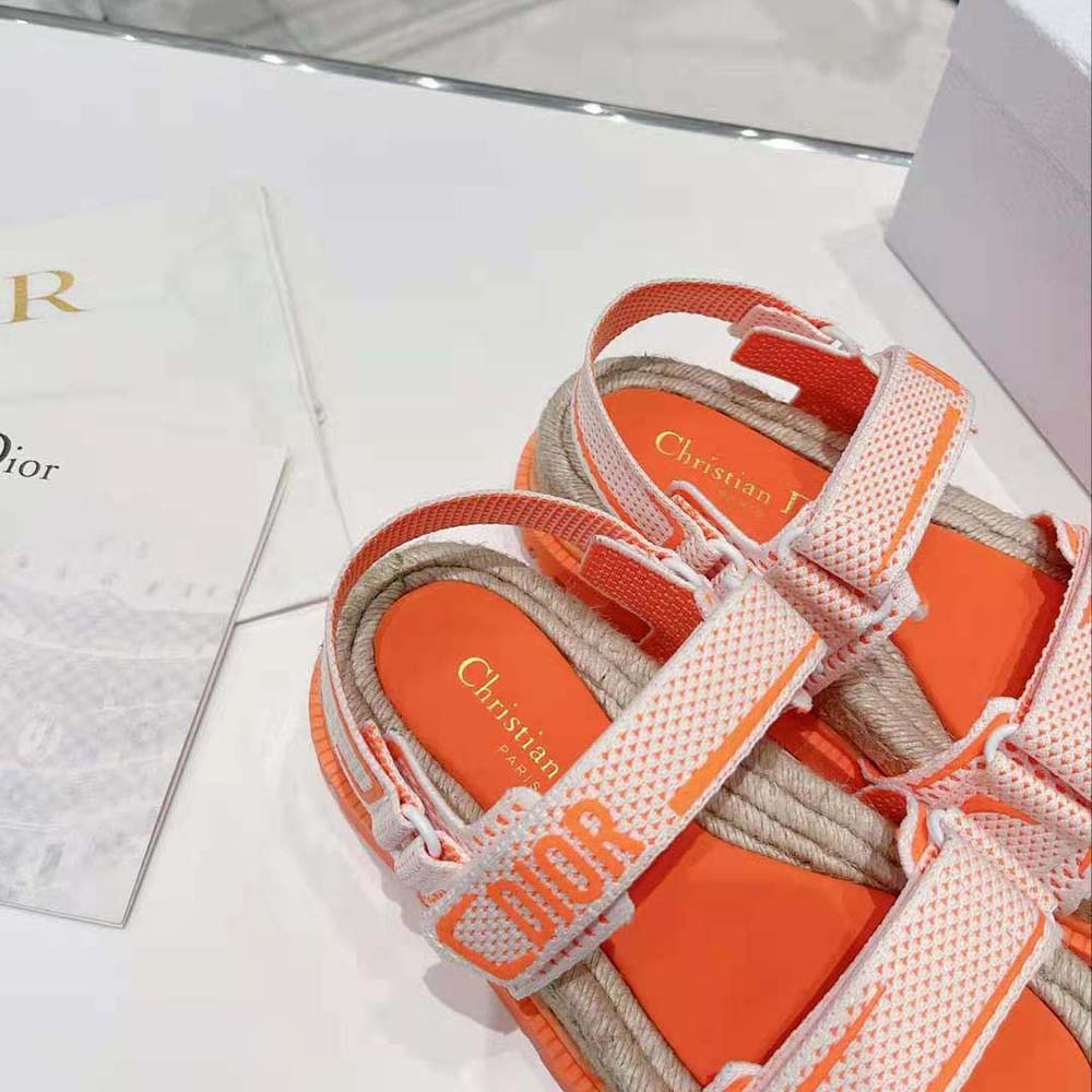 Dior Women Dioract Sandal White and Bright Orange Technical Mesh and Rubber - image 8