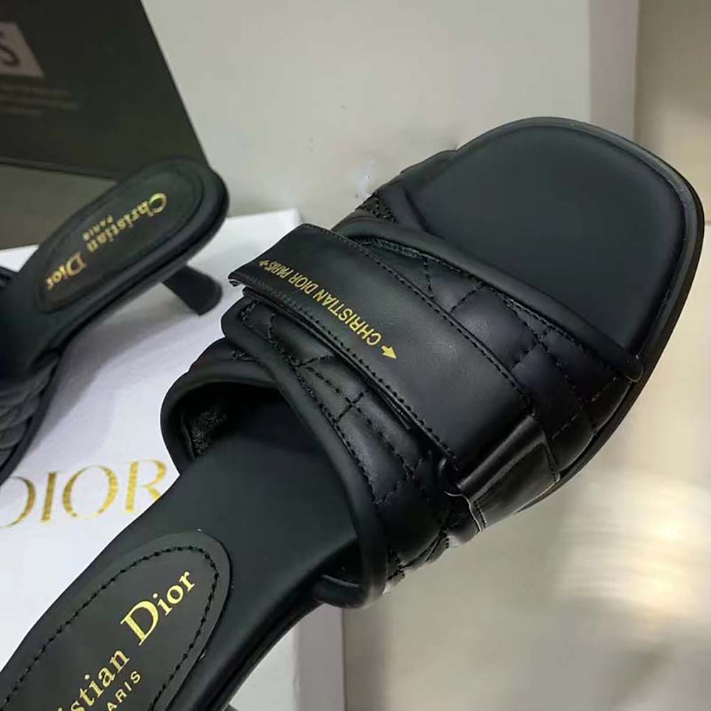 Dior Women Dio(r)evolution Heeled Slide Black Quilted Cannage Calfskin - image 8
