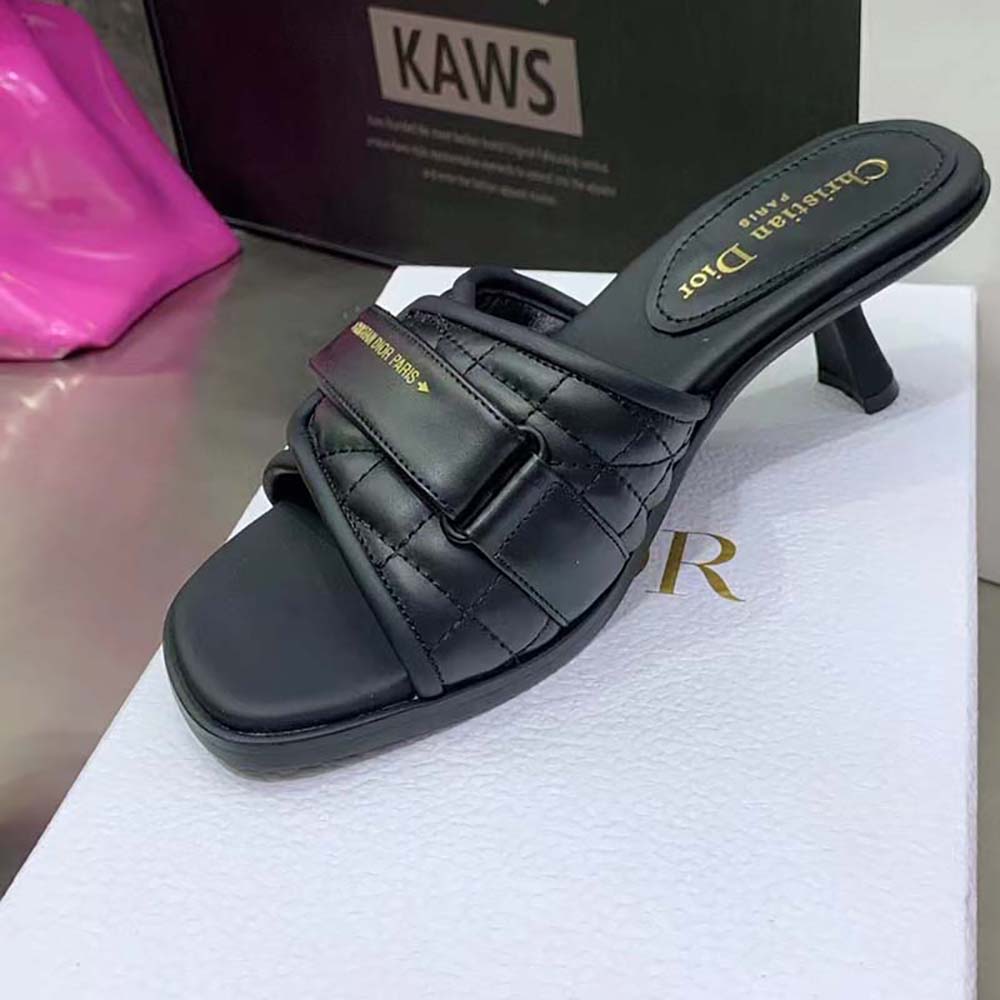 Dior Women Dio(r)evolution Heeled Slide Black Quilted Cannage Calfskin - image 5