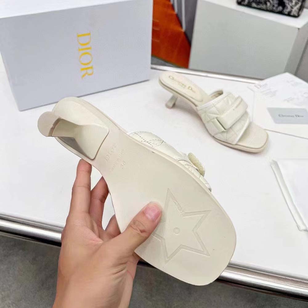 Dior Women Dio(r)evolution Heeled Slide White Quilted Cannage Calfskin - image 5