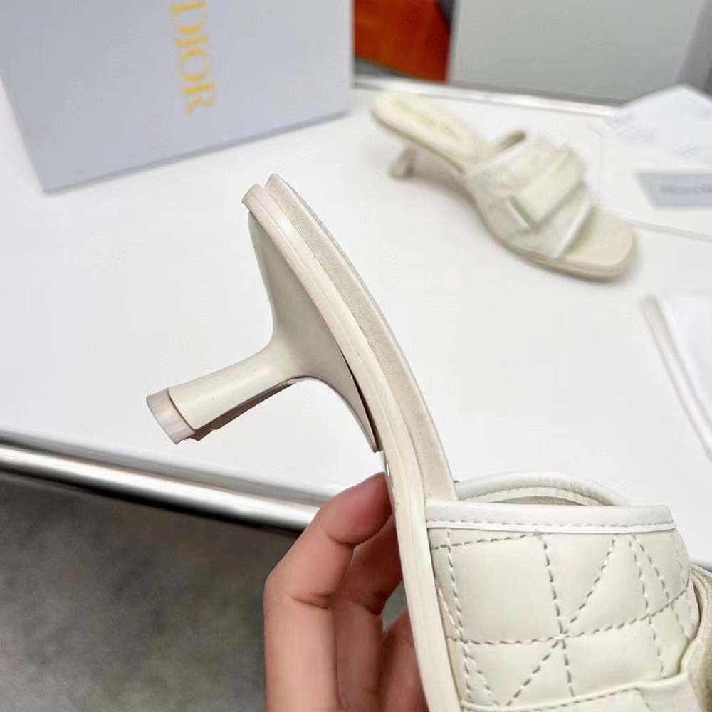 Dior Women Dio(r)evolution Heeled Slide White Quilted Cannage Calfskin - image 4