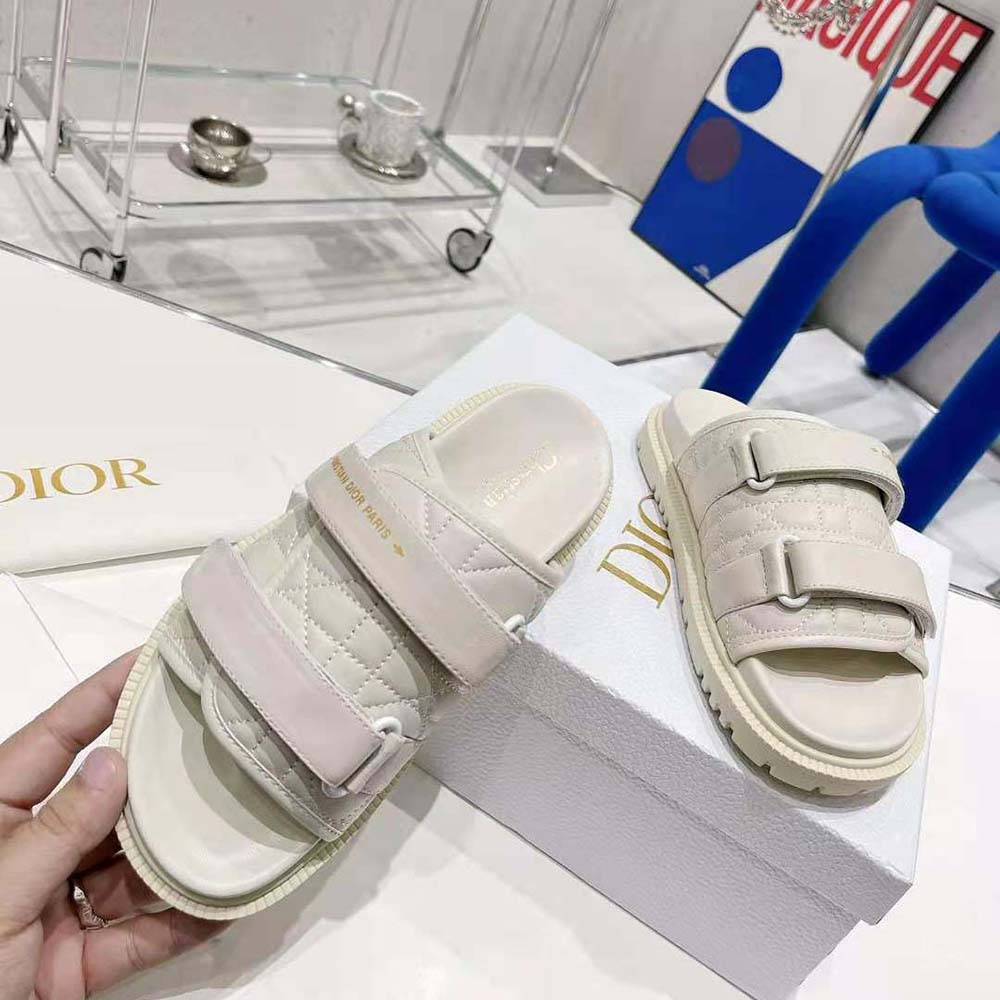 Dior Women Dio(r)evolution Slide White Quilted Cannage Calfskin - image 4