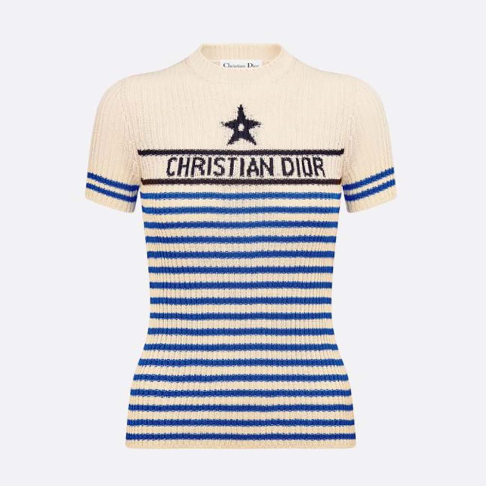 Front view of Dior Women Dioriviera Los Angeles Short-Sleeved Sweater
