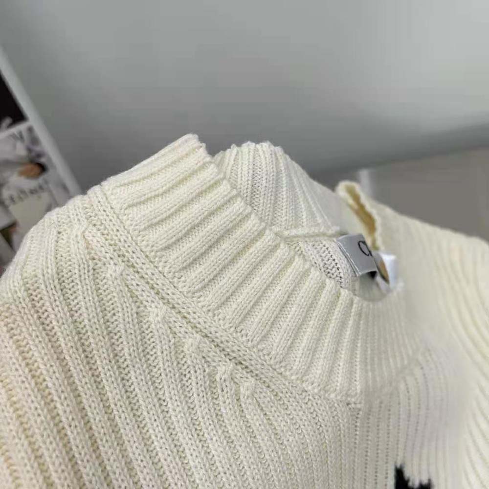 Dior Women Dioriviera Los Angeles Short-Sleeved Sweater Ecru and Bright Blue Cotton Knit with Signature - image 6