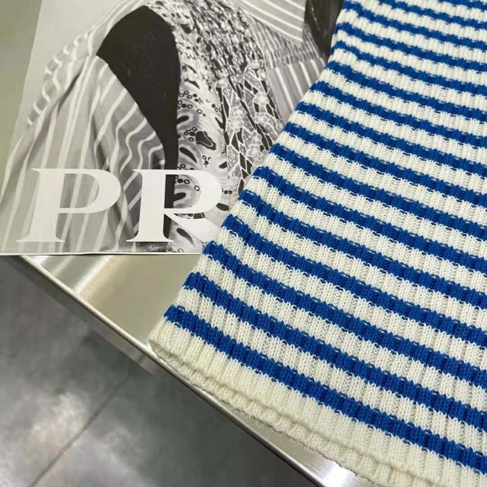 Dior Women Dioriviera Los Angeles Short-Sleeved Sweater Ecru and Bright Blue Cotton Knit with Signature - image 4