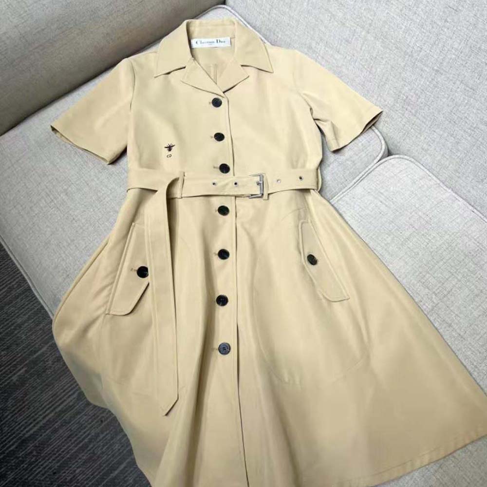 Back angle showing fit of Dior Women Dress with Belt