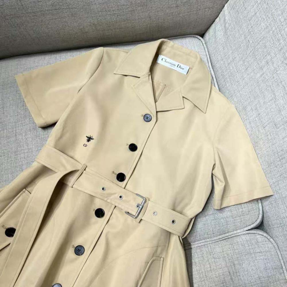Dior Women Dress with Belt Beige Cotton Gabardine - image 4