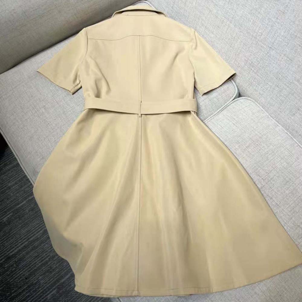 Dior Women Dress with Belt Beige Cotton Gabardine - image 6