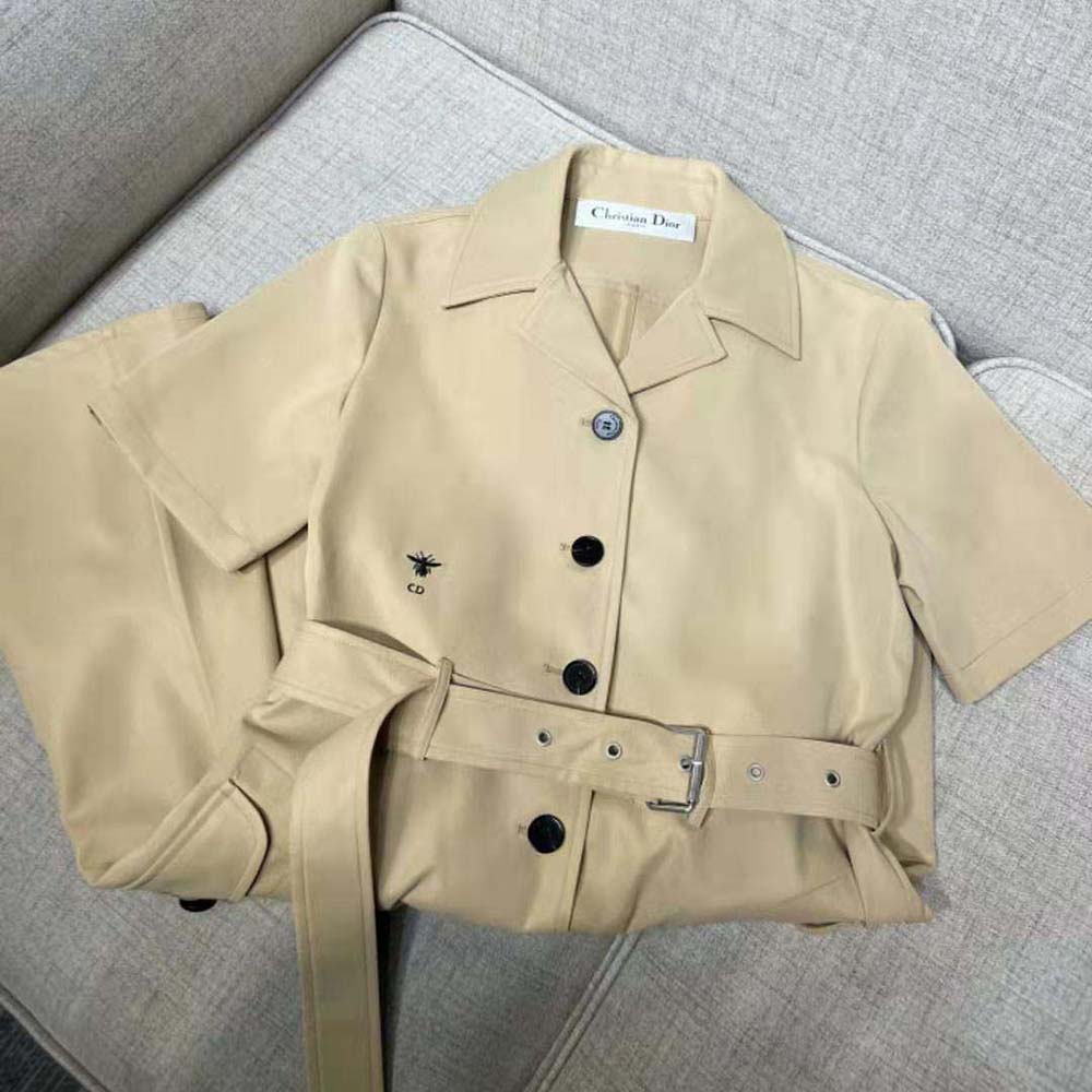 Dior Women Dress with Belt Beige Cotton Gabardine - image 5