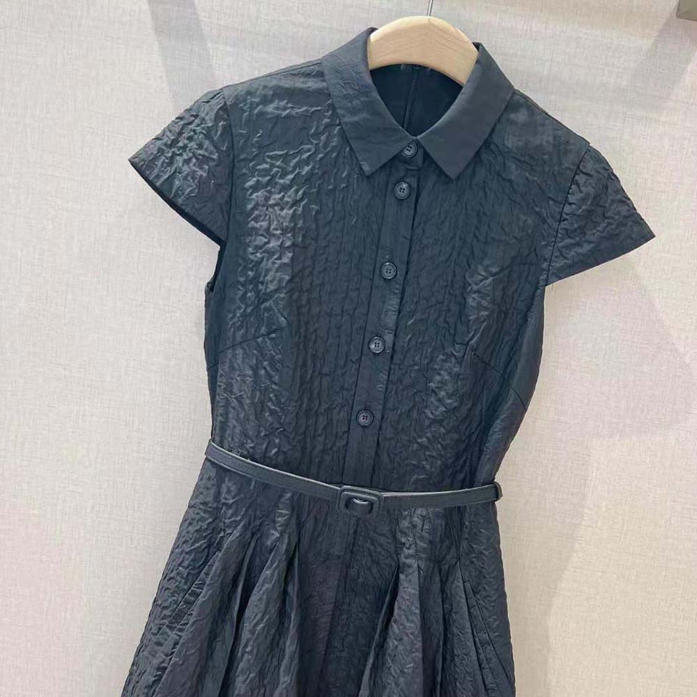 Dior Women Dress with Belt Black Cloqué Technical Fabric - image 5