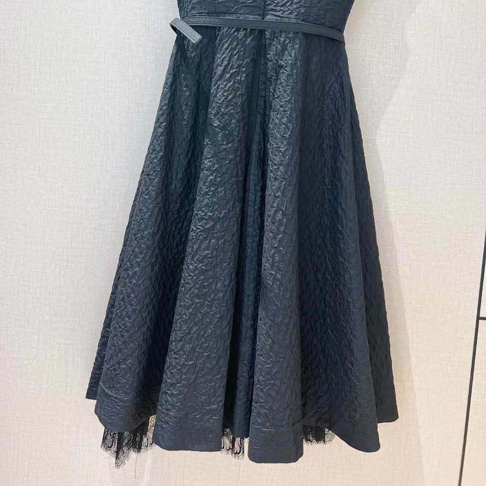 Dior Women Dress with Belt Black Cloqué Technical Fabric - image 7