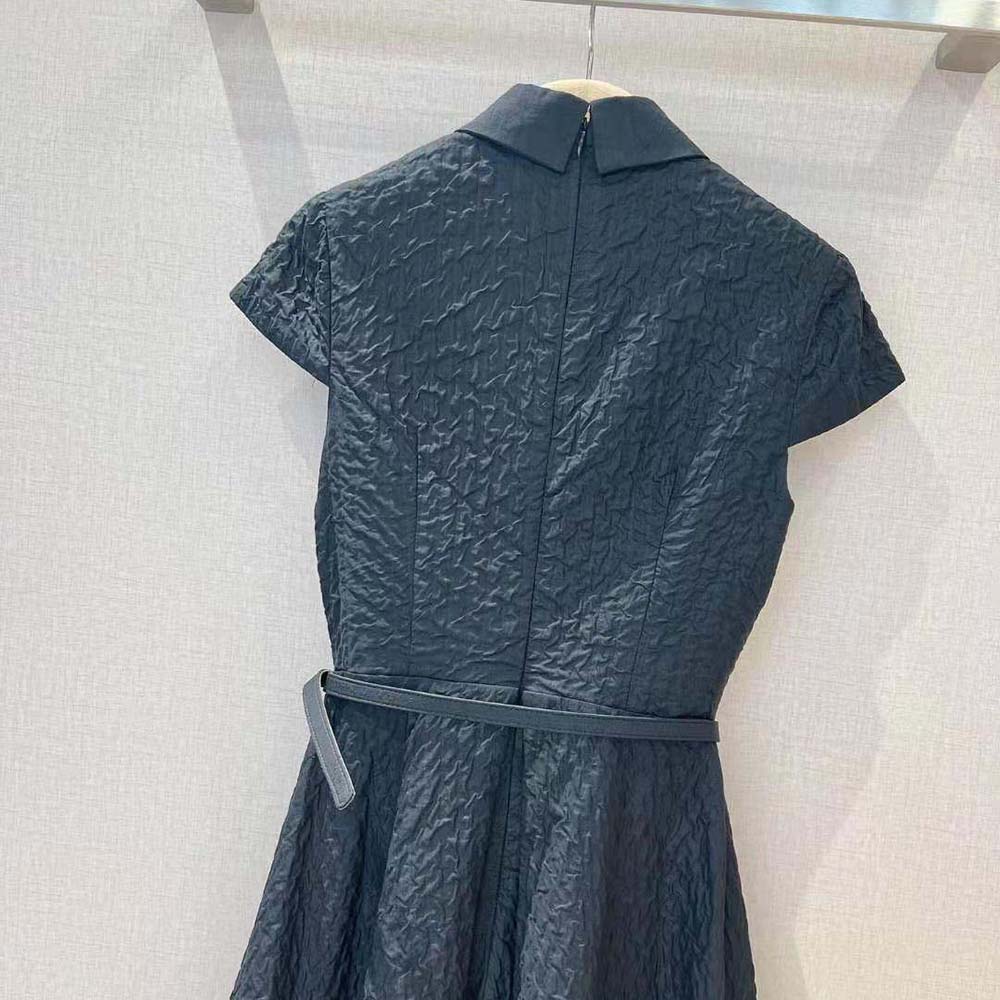 Dior Women Dress with Belt Black Cloqué Technical Fabric - image 6