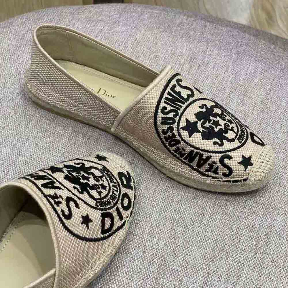 Dior Women Granville Espadrille Beige Jute Canvas Embroidered with Dior Union Motif - image 4