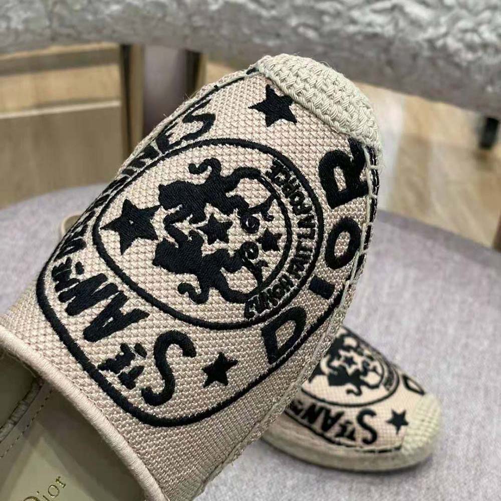 Dior Women Granville Espadrille Beige Jute Canvas Embroidered with Dior Union Motif - image 6