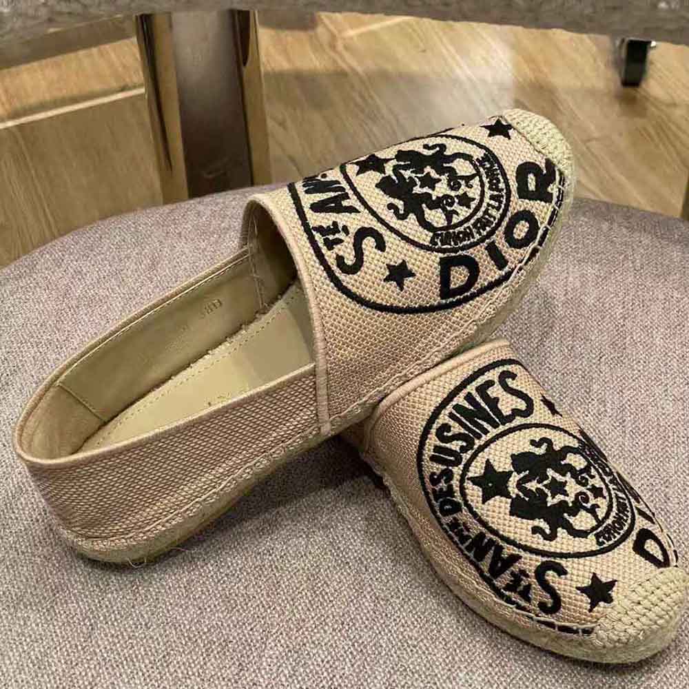 Dior Women Granville Espadrille Beige Jute Canvas Embroidered with Dior Union Motif - image 5