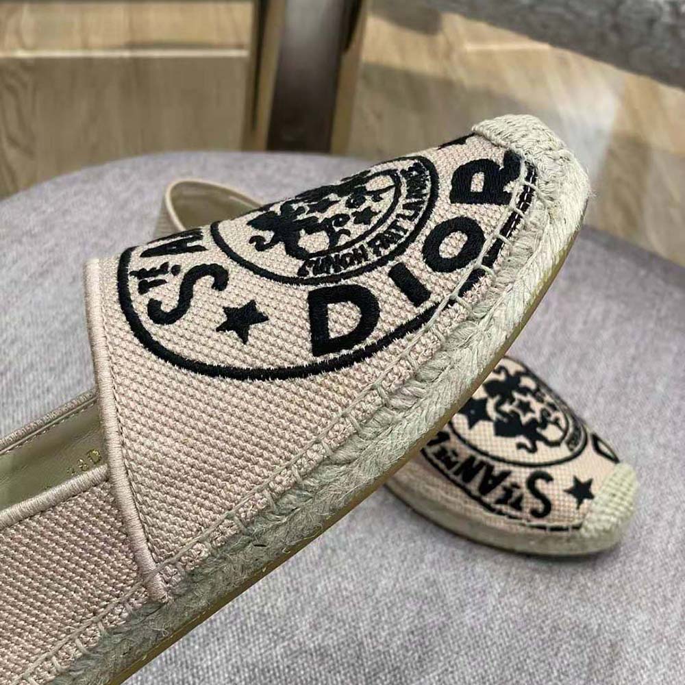 Dior Women Granville Espadrille Beige Jute Canvas Embroidered with Dior Union Motif - image 7