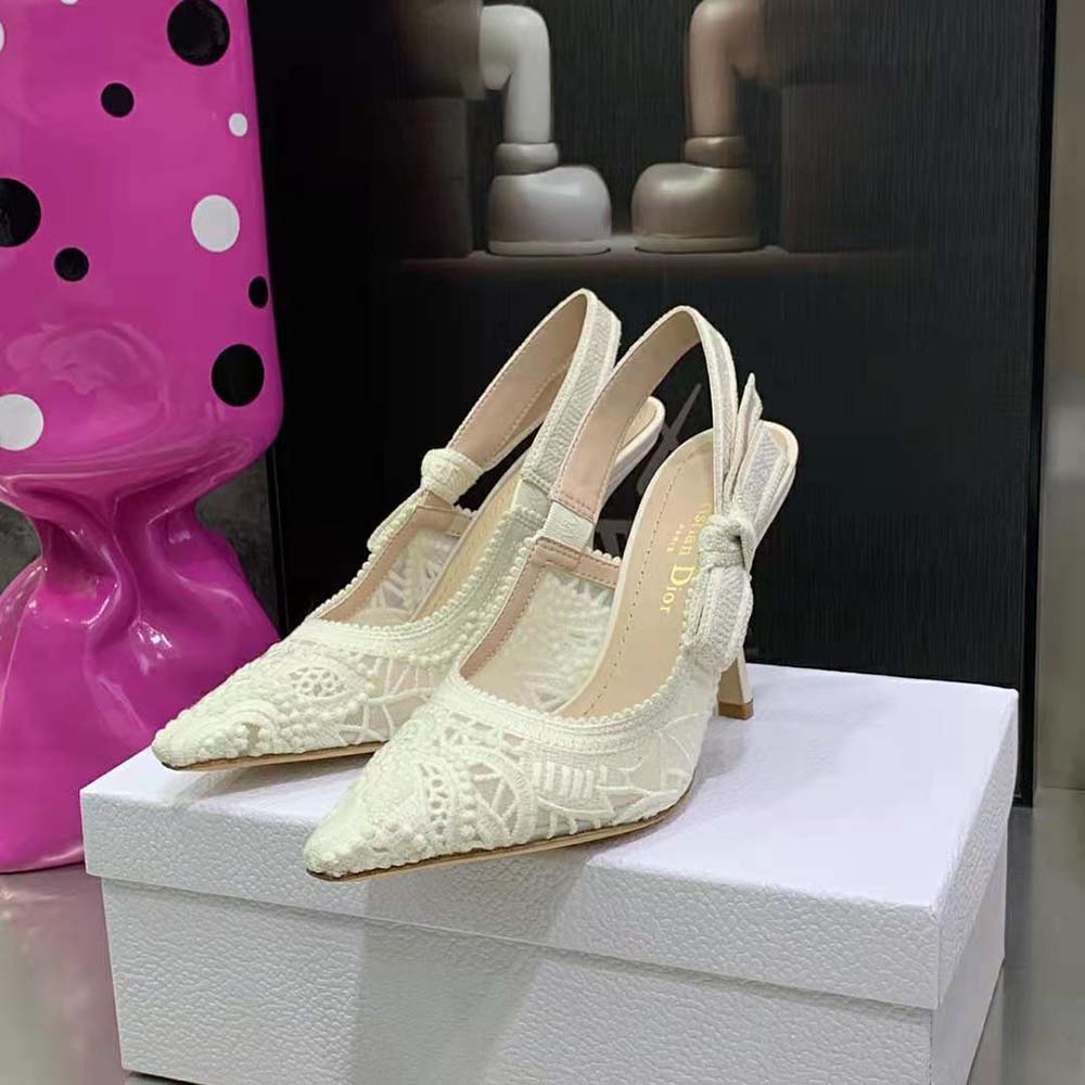 Rear view showing adjustable slingback strap on Dior Women J Adior Pump
