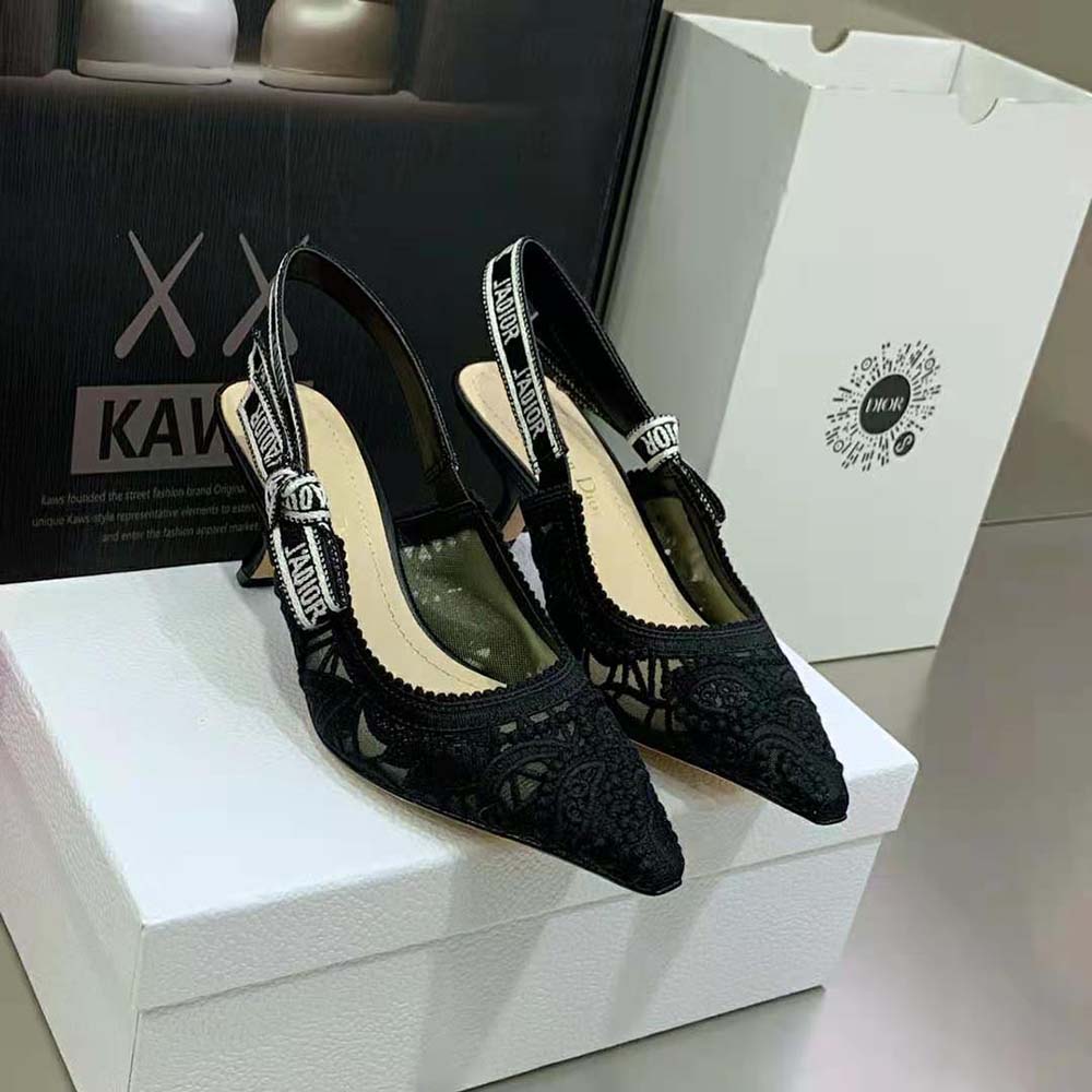 Rear view showing adjustable slingback strap of Dior Women J Sdior Slingback Pump