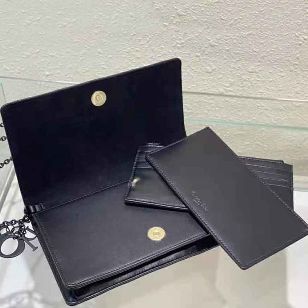 Dior Women Lady Dior Pouch Black Cannage Calfskin with Diamond Motif - image 7