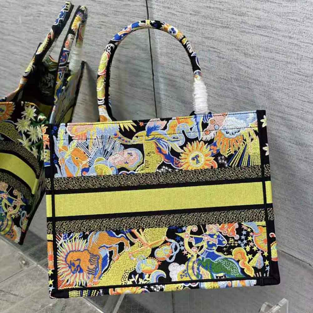 Side view showing structured silhouette of Dior Women Medium Dior Book Tote