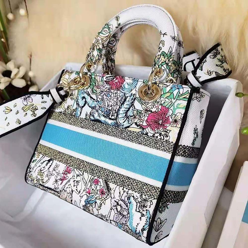 Dior Women Medium Lady D-Lite Bag Latte Multicolor D-Constellation Embroidery - image 7