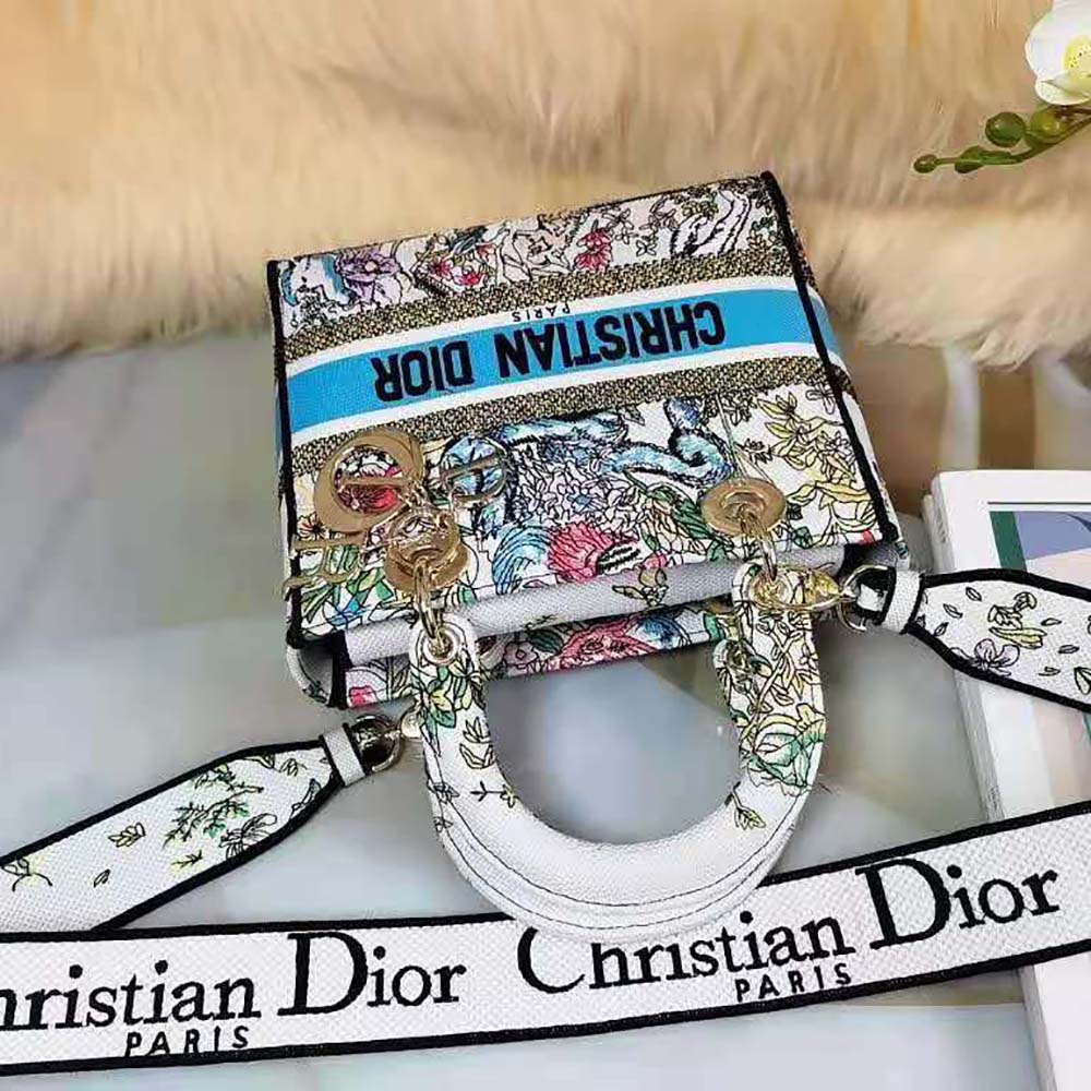 Dior Women Medium Lady D-Lite Bag Latte Multicolor D-Constellation Embroidery - image 6