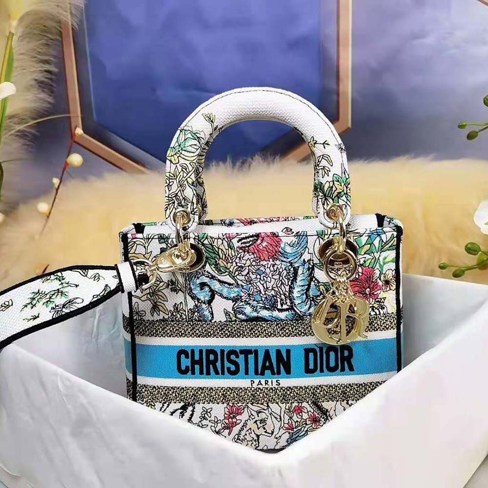Dior Women Medium Lady D-Lite Bag Latte Multicolor D-Constellation Embroidery - image 5