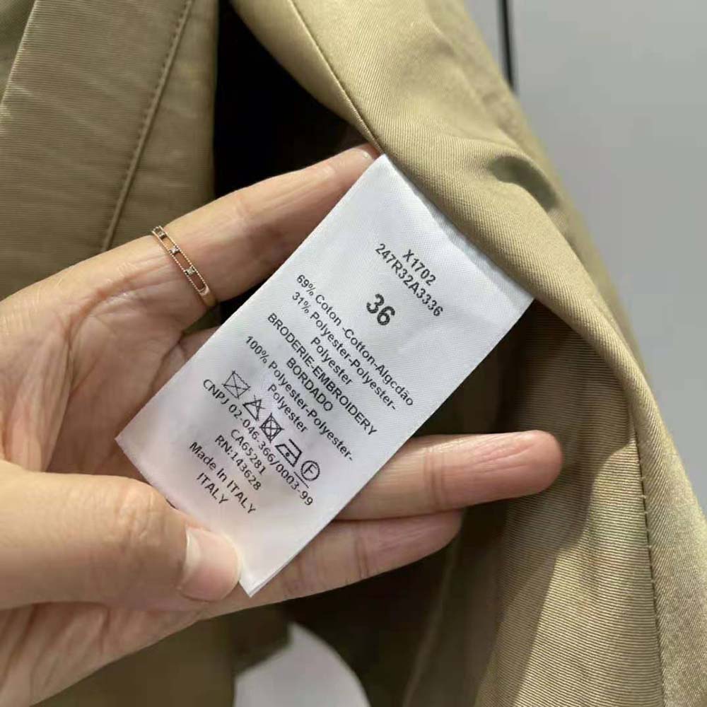 Dior Women Mid-Length Belted Pleated Dress Beige Technical Cotton Gabardine - image 10