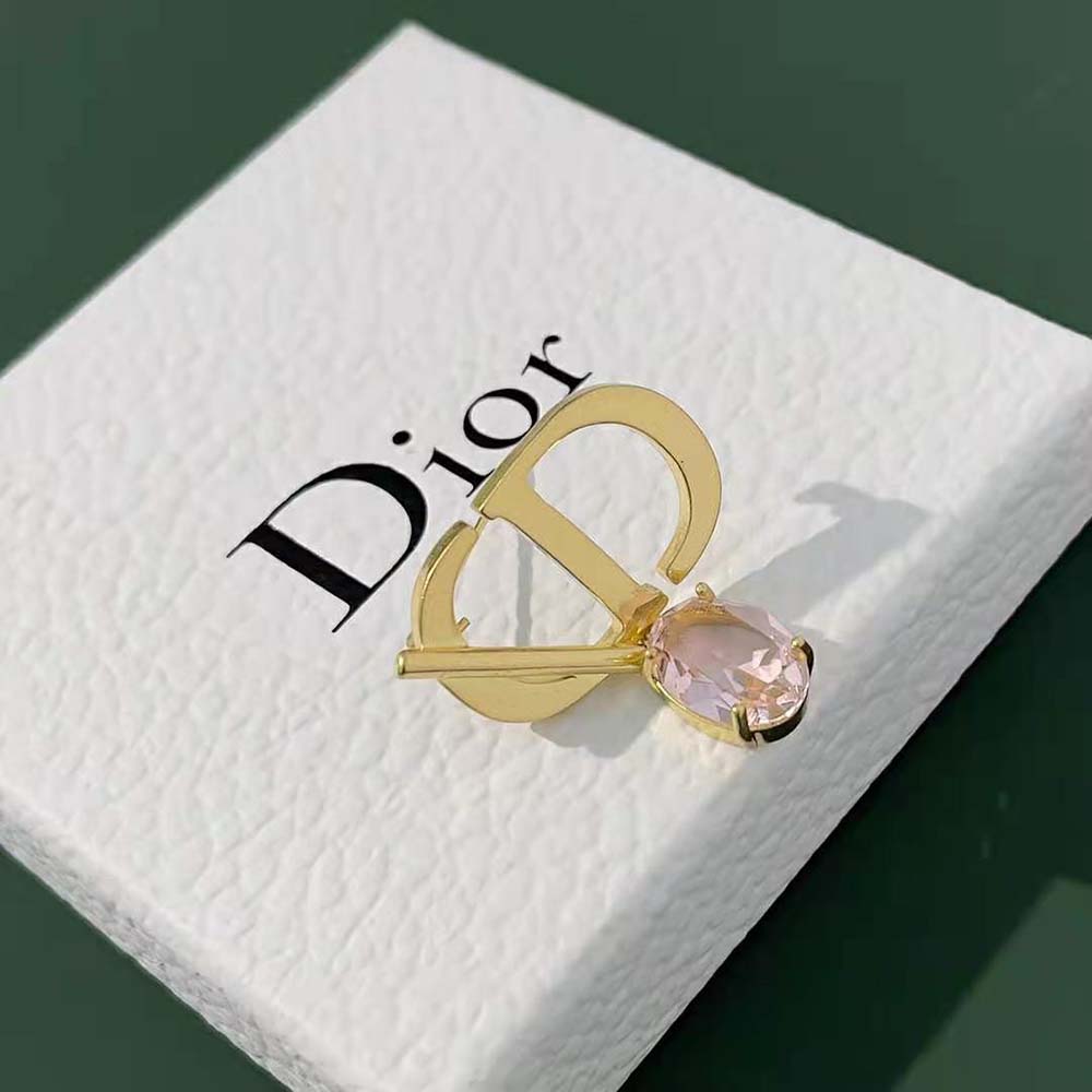 Dior Women Petit CD Brooch Gold-Finish Metal and Amber-Colored Crystal - image 4