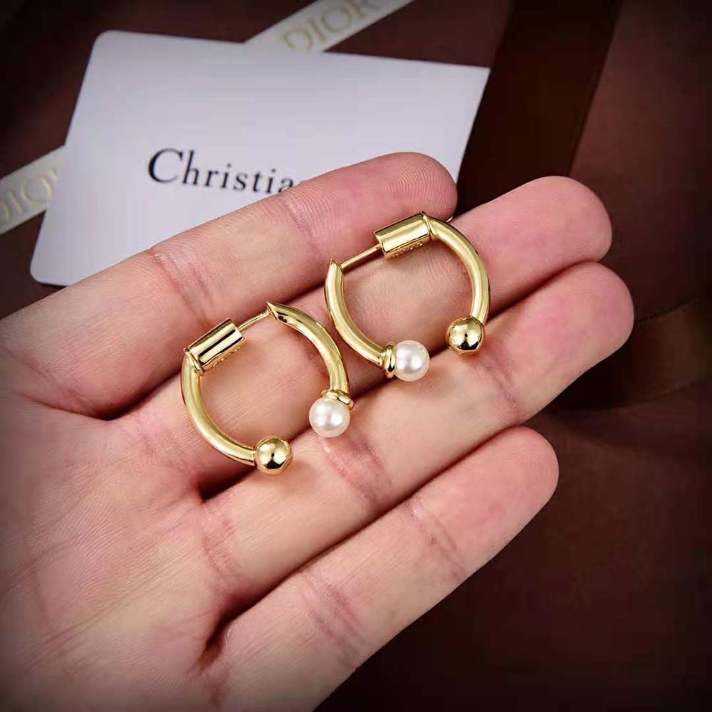 Dior Women Petit CD Earrings displayed on white background highlighting logo detail