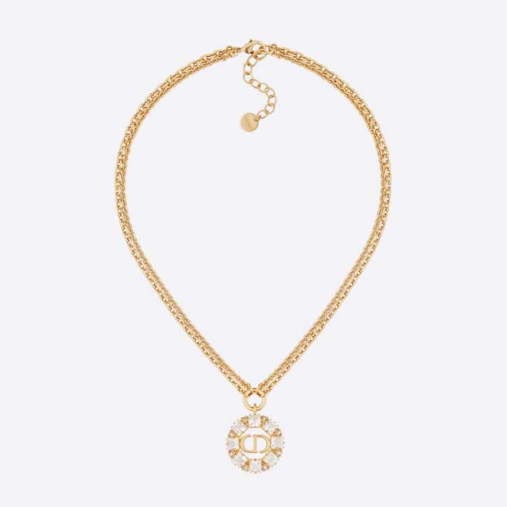 Dior Women Petit CD Necklace Gold-Finish Metal with White and Silver-Tone Crysta