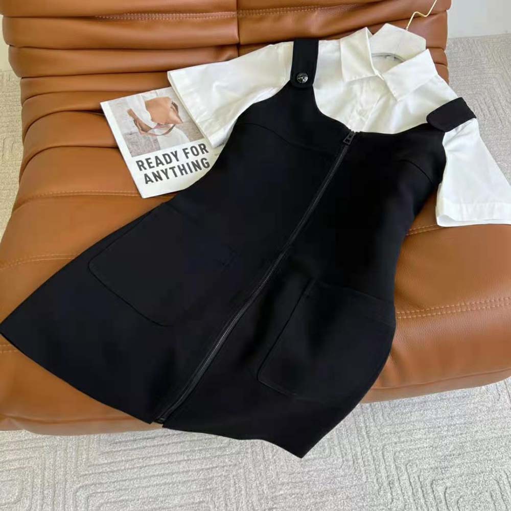 Close-up of signature buttons on Dior Women Short Dress Black Wool and Silk