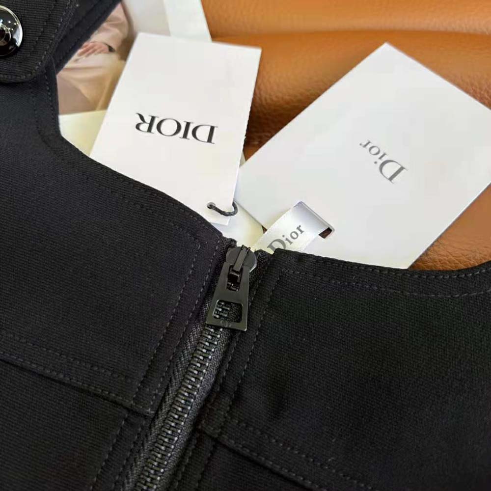 Dior Women Short Dress Black Wool and Silk - image 8