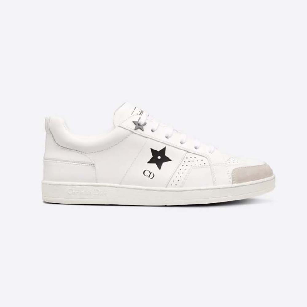 Side view of Dior Women Star Sneaker White Calfskin and Suede