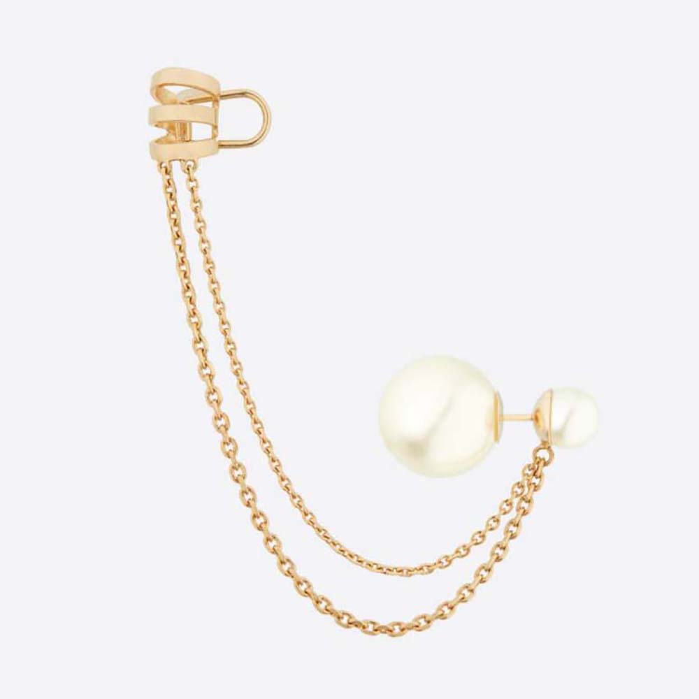 Front view of Dior Women Tribales Earring Gold-Finish Metal and Resin Pearls